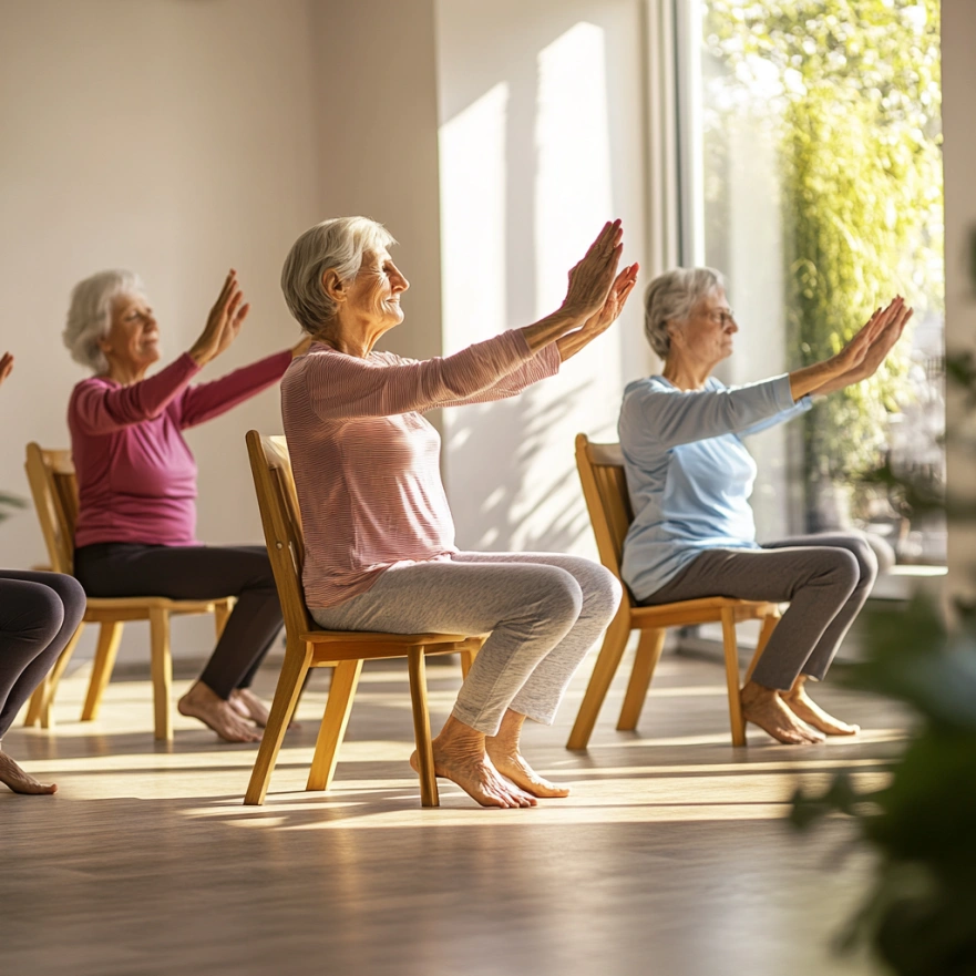 Заняття йогою на стільцях