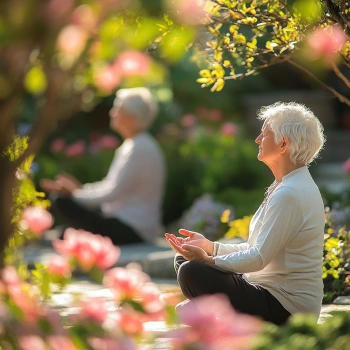 Медитація в саду для літніх людей